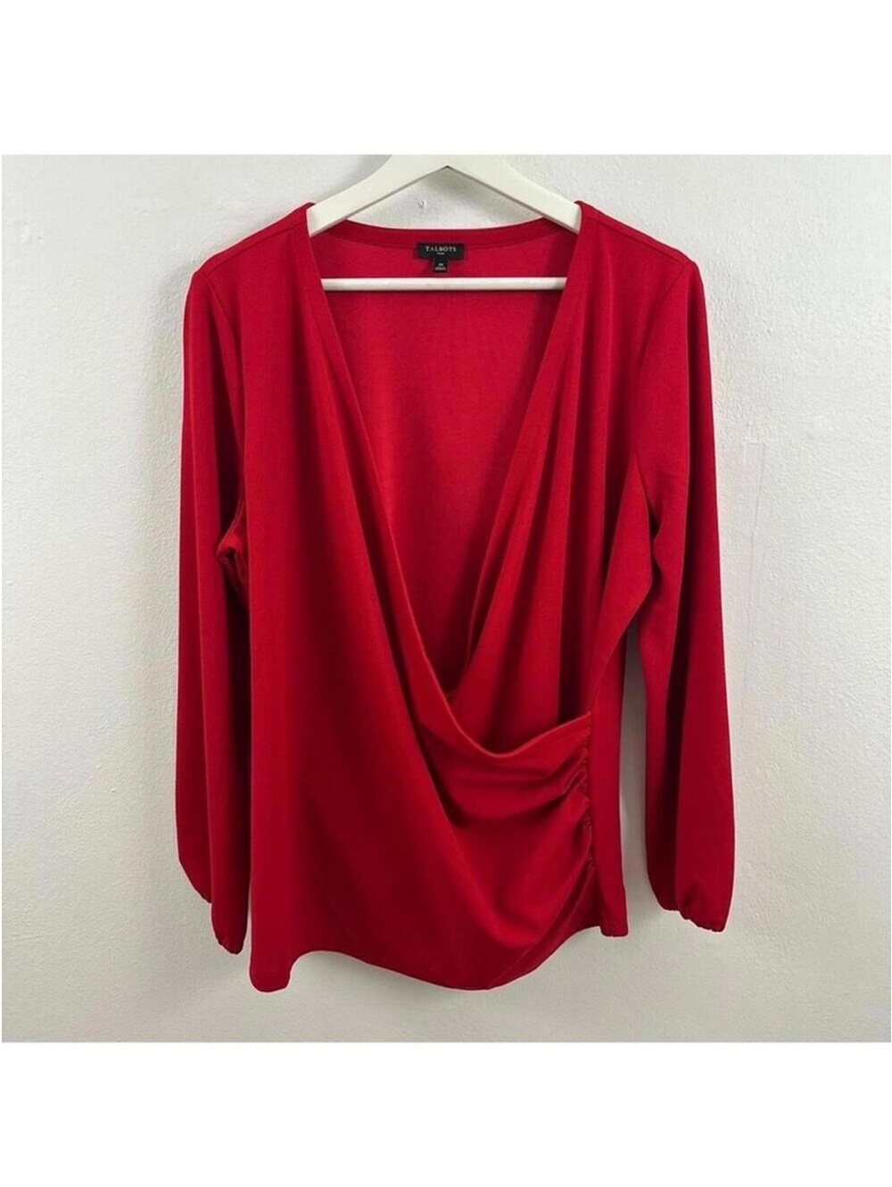 Talbots Women’s Red Surplice Long Sleeve Top Size 1X
